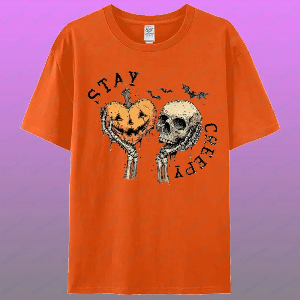 

Stay Creepy Ретро капающее сердце Хэллоуин футболка скелет рука жуткий графический женские футболки уникальный дизайн футболка с принтом