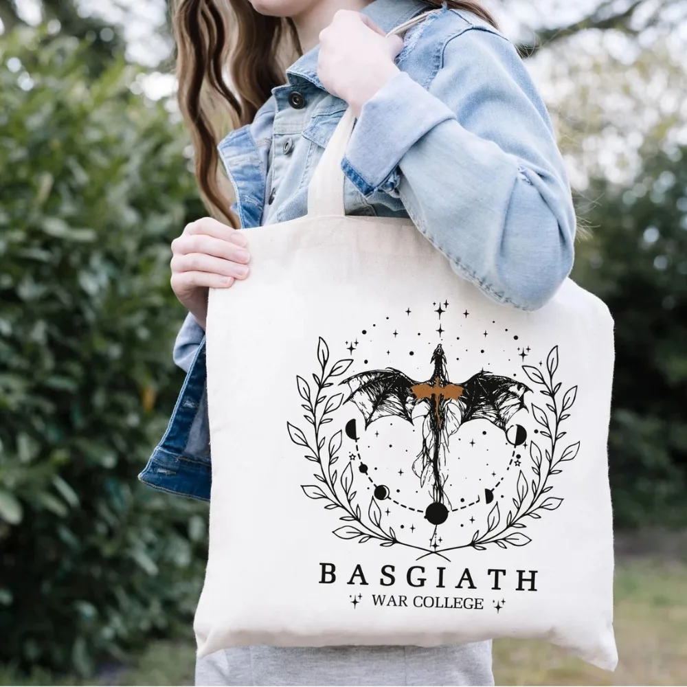 

Basgiath War College Tote Bag Canvas Shoulder Bags Foldable Large Capacity Shopper Handbag Boutique Canvas Bag
