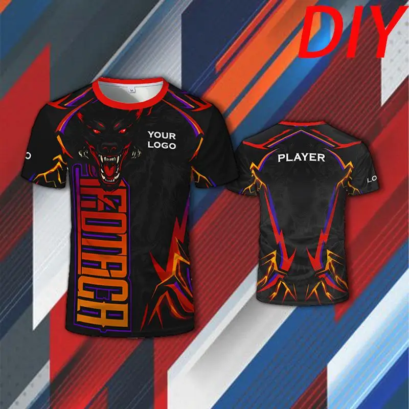 

New E-sports Style Printed Jersey Game Player Breathable Quick-drying Team Uniform Men's DIY Personalized Name Logo T-shirt