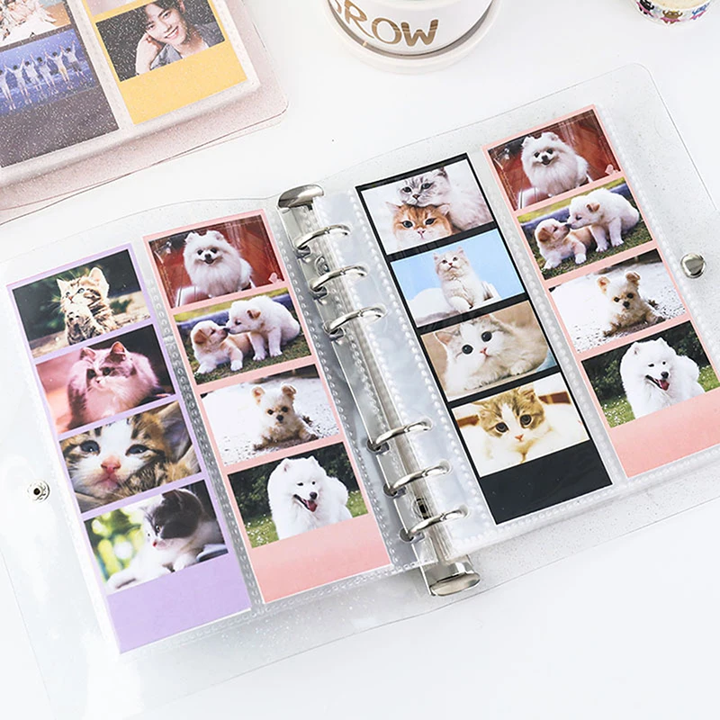A6 Glitter Photocard Binder 100 Photos for 2x6 Inch Photo Strips Bookmark Photo Booth Frame Album Idole Cards Organizer