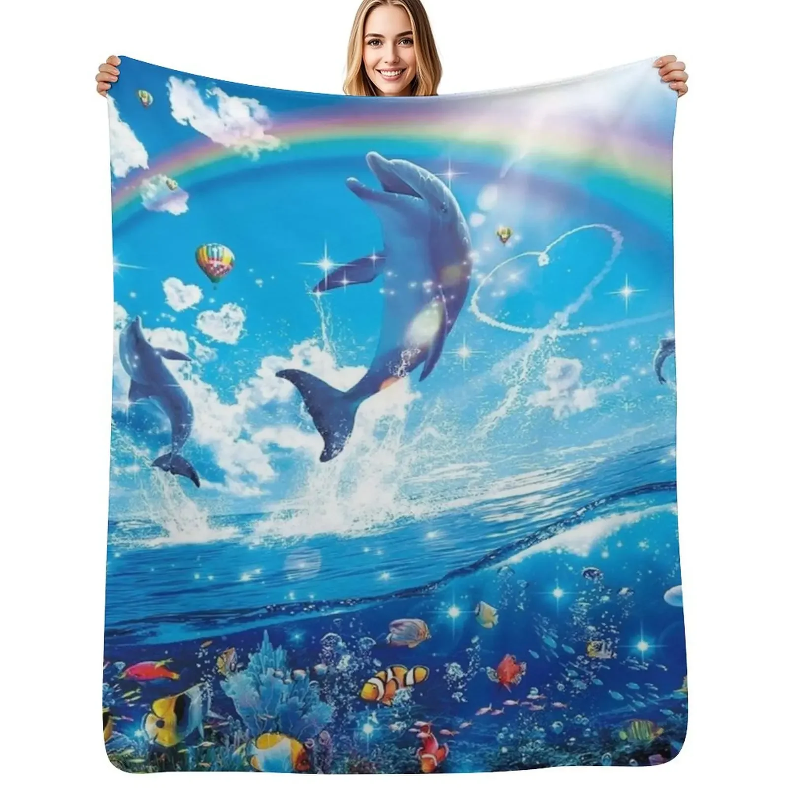 

Symphony Dolphins Frutiger Aero Throw Blanket Bed Fashionable christmas decoration blankets ands Blanket