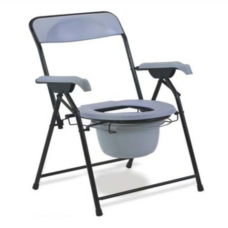 

Potty Chair Collapsible with Bucket Stainless Steel Non Slip Rubber Feet Portable Toilet Compressive Lightweight Elderly Supplie