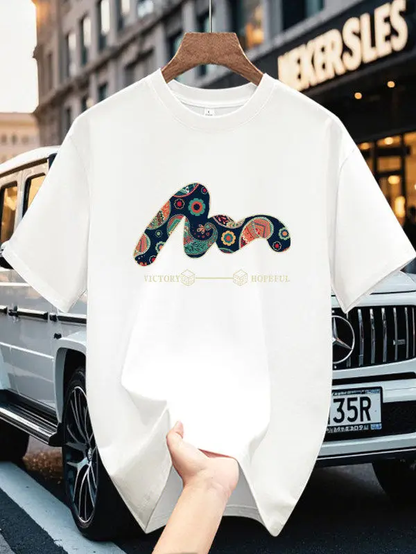 

American High Street Clothing - Men's Short-sleeved T-shirt, Summer Pure Cotton, Loose-fitting Half-sleeved Women's Shirt