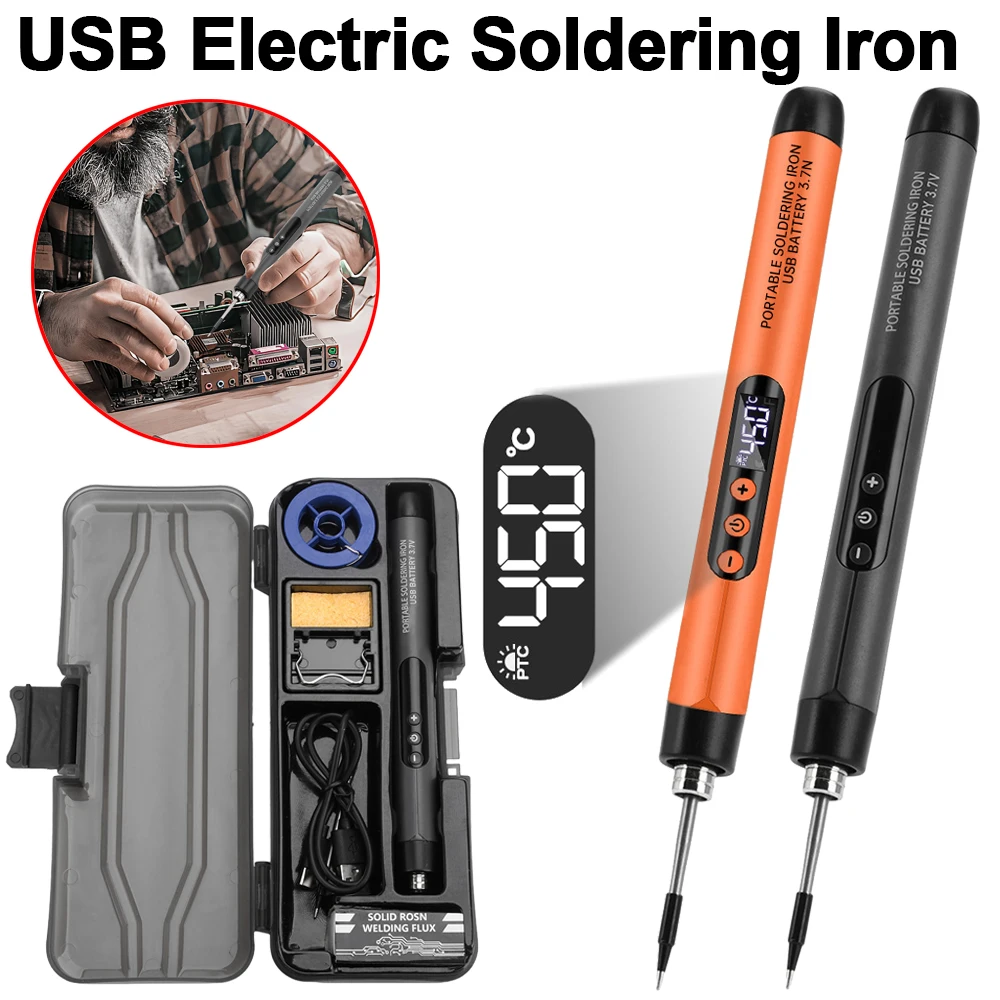 

Multifunctional USB Digital Electric Soldering Iron Set Temperature300-450℃ Adjustable Type-C Interface Solder Welding Iron Tool