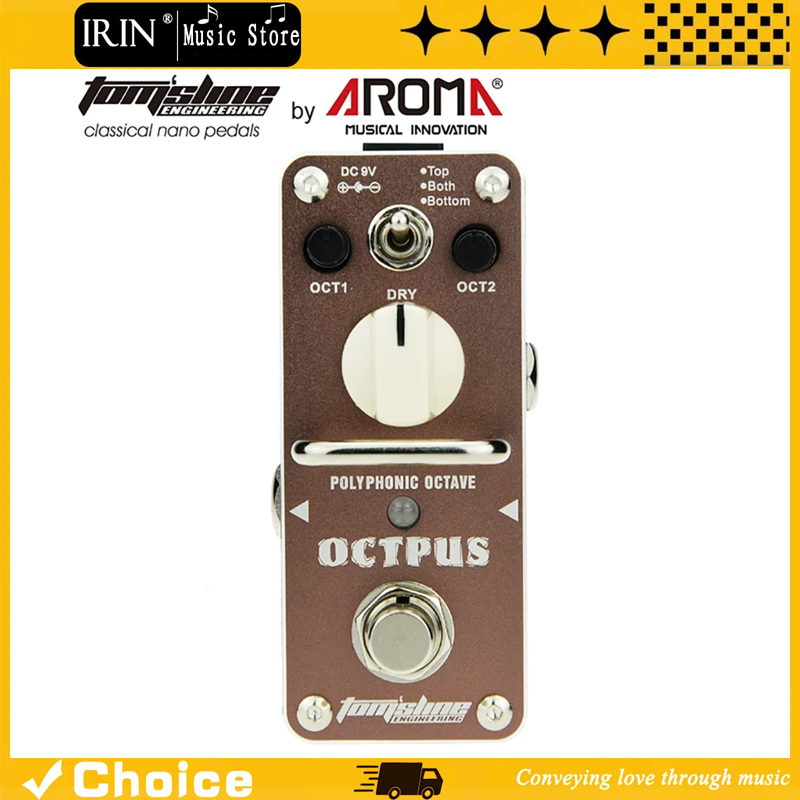 Pedal de Efectos para Guitarra Eléctrica AROMA Octpus, Octava Polifónica Mini, Pedal Individual para Guitarra, True Bypass, Accesorios para Guitarra