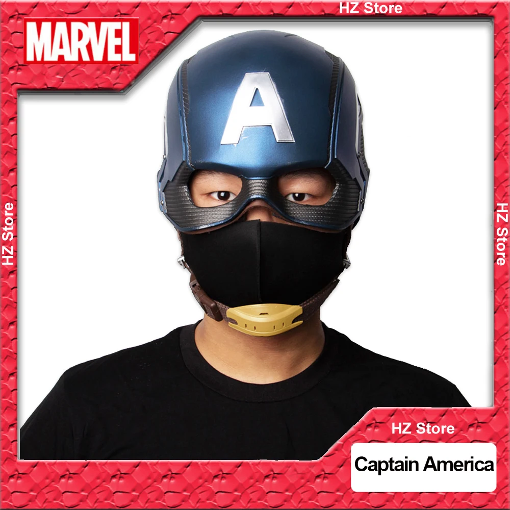 Marvel Captain America Cosplay Helmet 1:1 Wearable Battle Damaged Mask Cos Headwear for Man Adults Birthday Christmas Gift