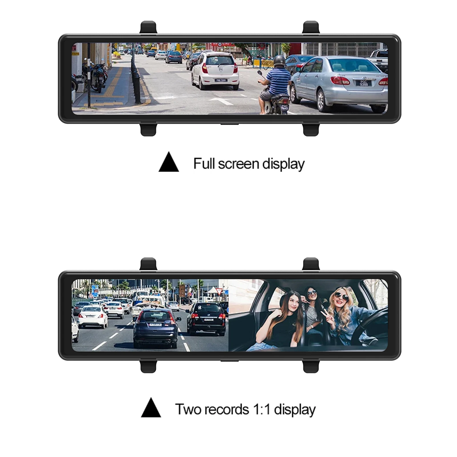 12'' Dashcam Touch Screen Stream Media Camera with 1080p Front and Rear Dual Lens support Split Screen 24H Parking Monitor DVR