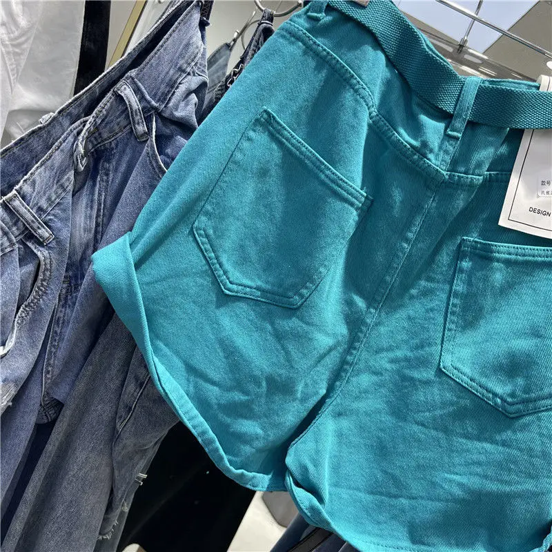 Taille haute cloche Bot Denim orts femme été Faion grande taille Patchwork a-ligne pantalon évasé ourlet classique bleu