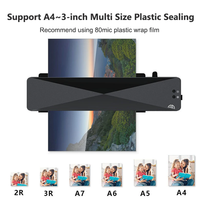 Desktop Laminator Machine Set A4 Size Hot and Cold Lamination 2 Roller System for A4/A5/A6 Laminating Pouches