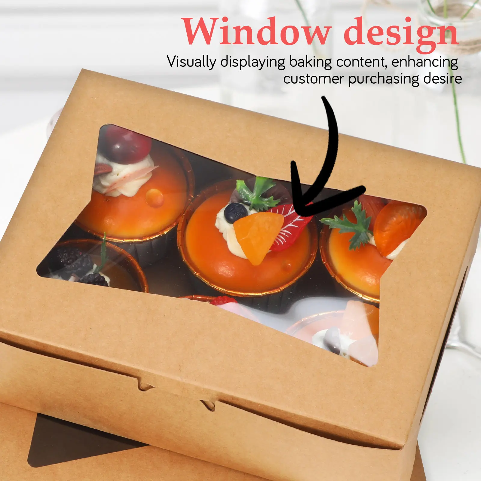 24PCS Kraft Bakery Boxes with Window Small Treat Packaging for Cupcakes Cookies Desserts and Baked Goods