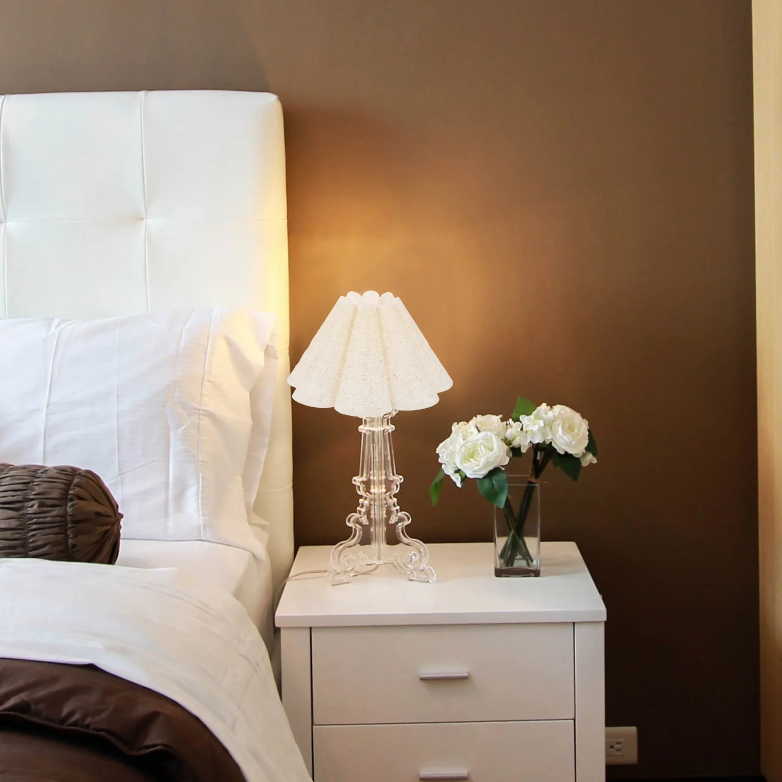 E27 interface pano abajur tecido pétala abajur casa pano abajur luz de parede capa mesa sombra acessórios iluminação