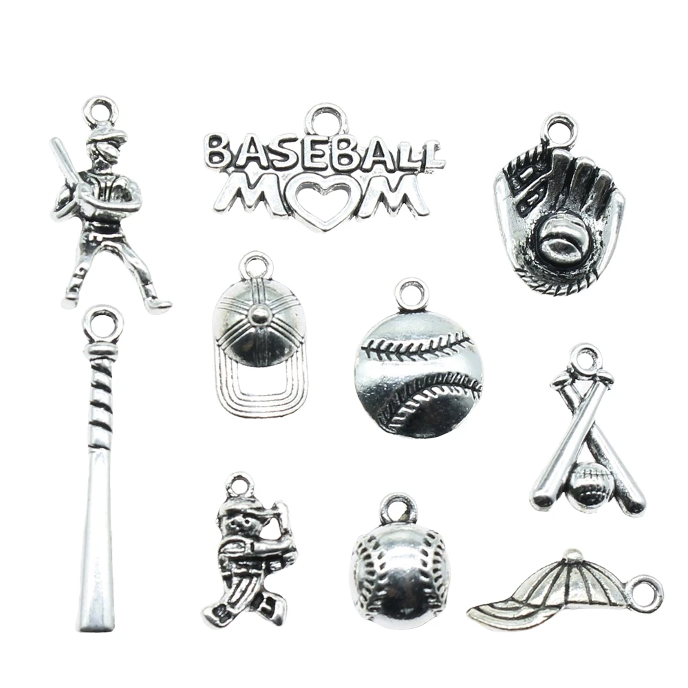 20pcs Baseball Charms Baseball Hat Pendants Jewelry Making Baseball Charms Antique Silver Color Sport Jewelry