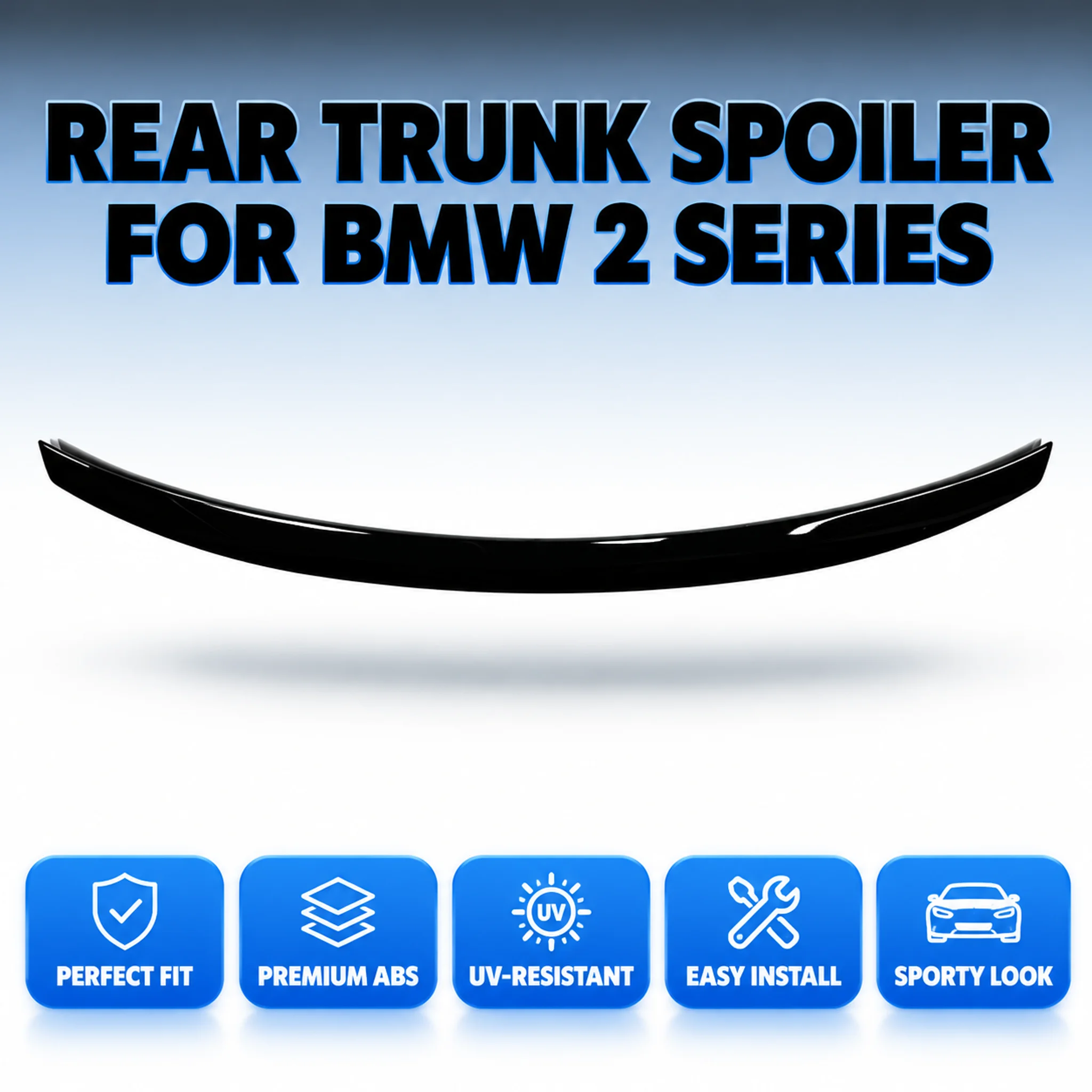 Spoiler posteriore modificato, modello P, alettone per bagagliaio realizzato in resistente materiale ABS, per BMW Serie 2 F22, modelli a due porte, anni 2014-2020. Accessorio decorativo per la