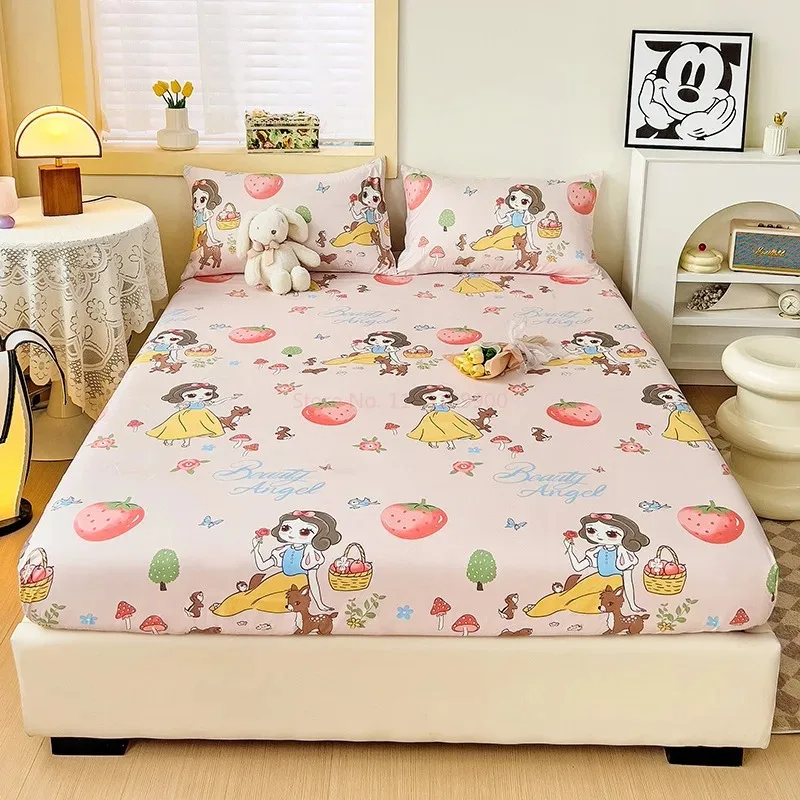 

Disney Cartoon Mickey Winnie Daisy Print Fitted Sheet with Pillowcase Boy Girl Bedding Sheet for 30cm Mattress