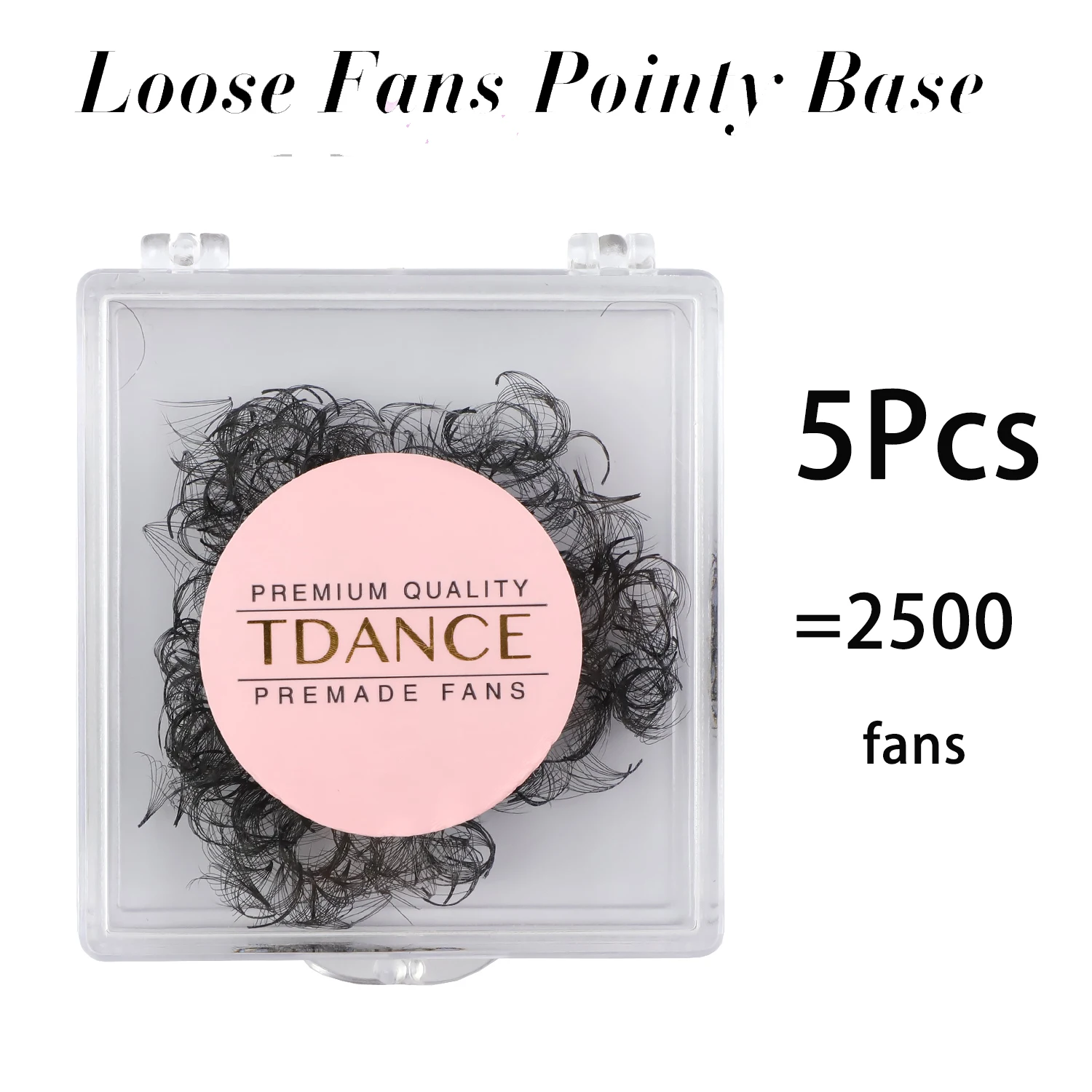 TDANCE 2500 Loose Fans Pointy Base 5PC Premade Thin Volume Lash Medium Stem Sharp Narrow Cluster Lose Fan 10D Eyelash Extension