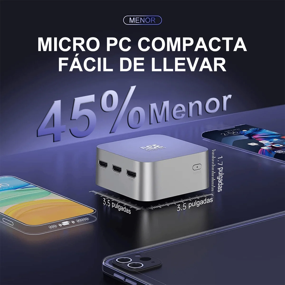 جهاز كمبيوتر صغير ACEMAGIC T8puls مزود بمعالج Intel N95 LPDDR5 12GB SSD 256GB turbo 3.4 جيجا هرتز مكتب الأعمال WIFI 5+BT4.2