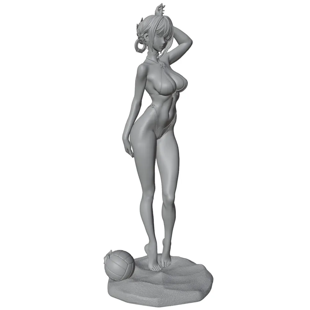 1/24 Sexy Beach Girl Miniature Resin Model Statue 75mm Figure Toy Model Kit, Beach Beauty Playing Volleyball, High-Precision Resin Model Figure Unpainted, Perfect for Role-Playing Games and Collecting view 5