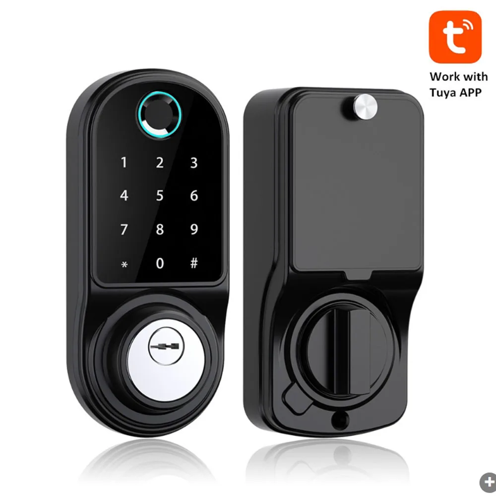 Tuya Smartlife APP Bluetooth Remote Control Smart Fingerprint Lock Biometric Lock Wooden Door Password Electronic Door Lock