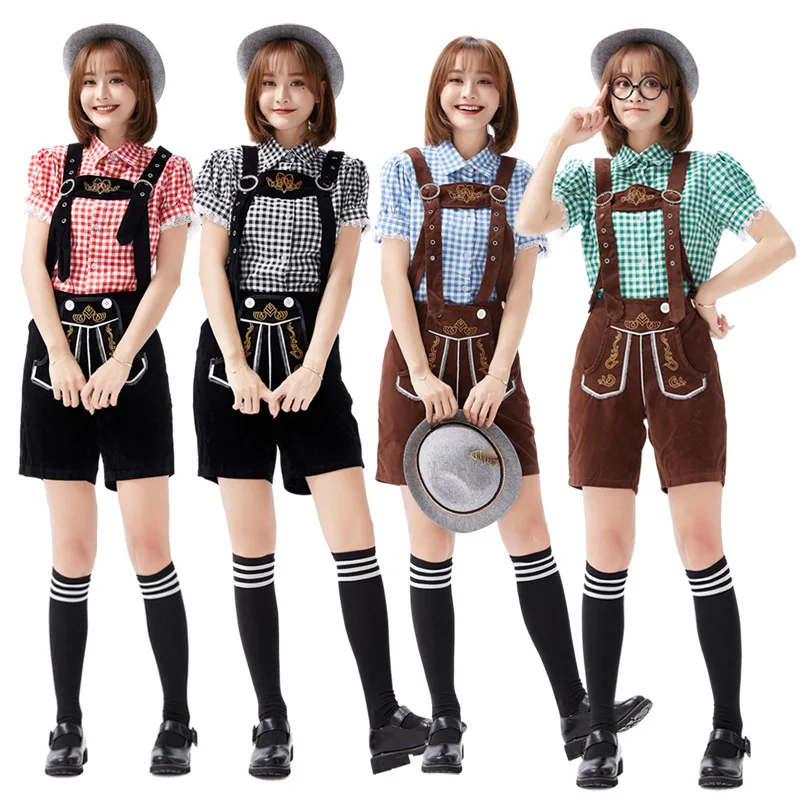 Damen Lederhosen- und Hemd-Outfit Oktoberfest Trachtenkostüm Parade Kneipen-Kellnerin-Outfit Cosplay Festliches Partykleid – Detail 3