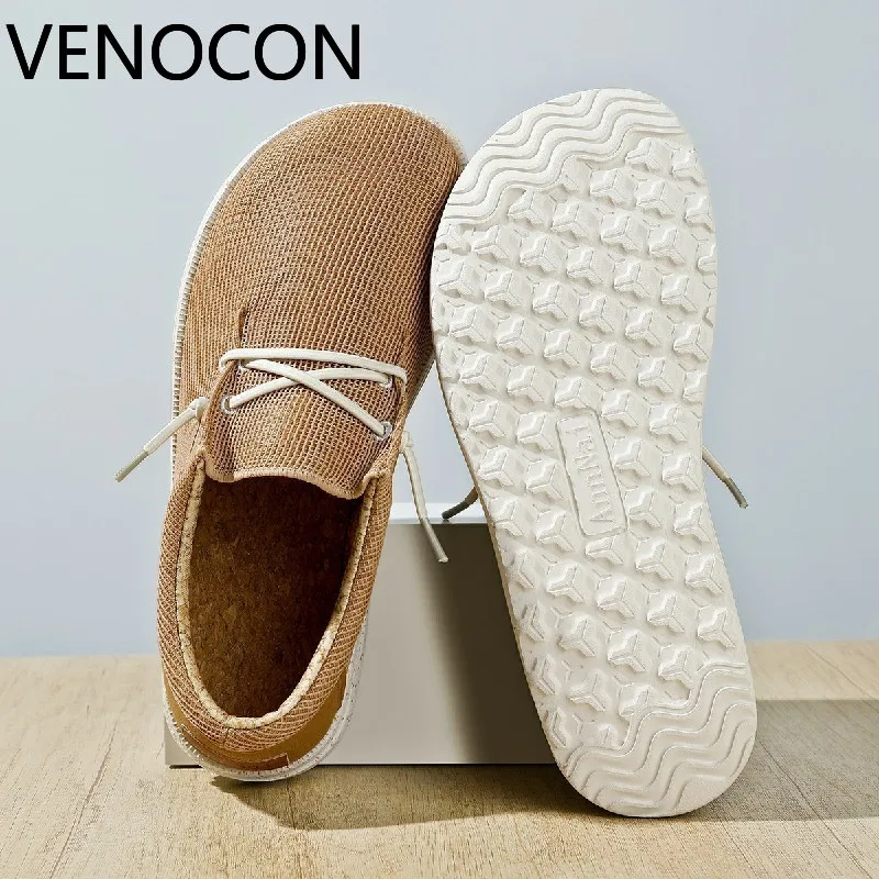 VENOCON Barefoot Wide Ball Toe Box Nose Canvas Lining Mesh Upper Minimalist Slip-On Loafers Shoes Sneakers For Man Men Woman
