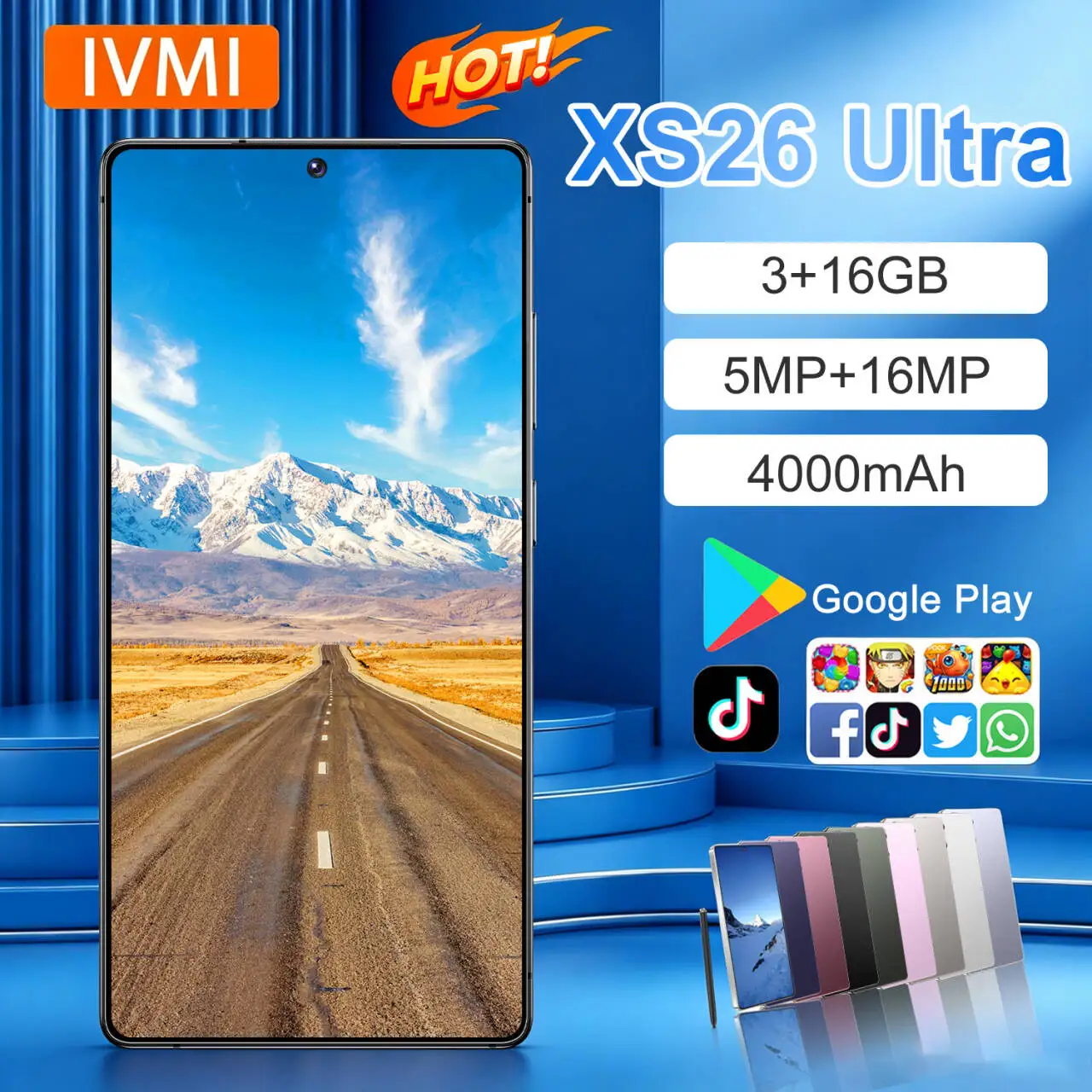 

IVMI XS26 Ultra Smartphone 4G Dual Card Dual Standby Android10 3GB RAM 16GB ROM Global Version 4000mAh Battery Mobile Phones
