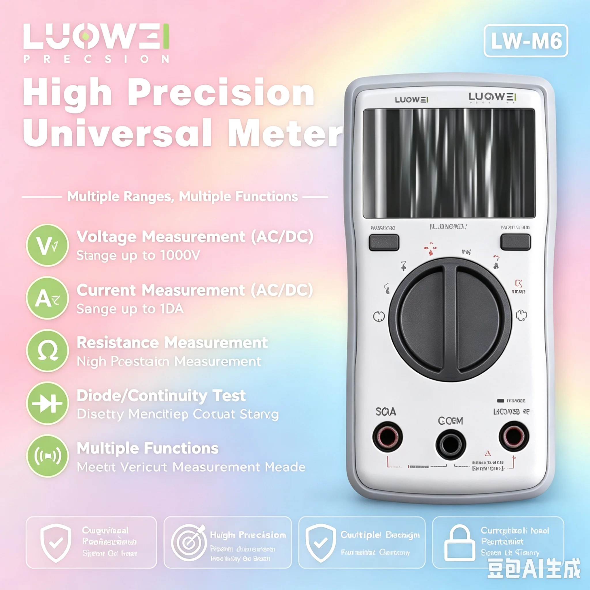 LUOWEI Portable Digital Multimeter — Multifunctional DC current testing and measurement for mobile phone and computer repair.