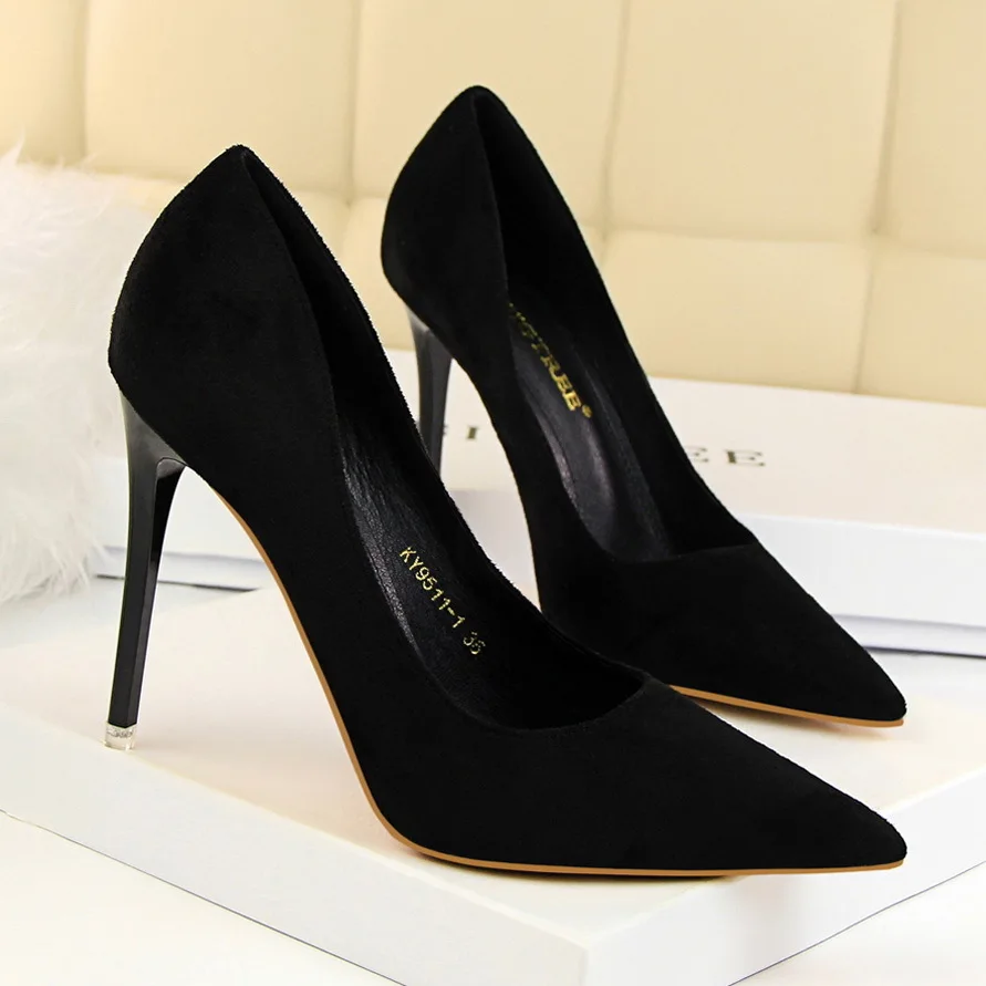 new pattern Fashion Simple Super High Heel Shallow Mouth Pointed Suede Slim Sexy Nightclub Women's Singles shoes women Pumps