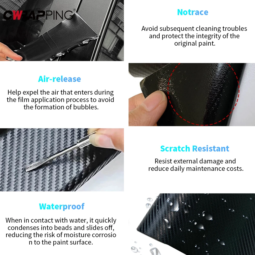 3D Carbon Fiber Vinyl Wrap DIY Waterproof Tape for Car Door Sill Bumper Motorcycle Protection Anti-Scratch for Car Accessories