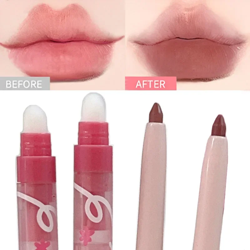 Trwała kredka do ust w kolorze nude Wodoodporna konturująca szminka do ust 3D Gładka nawilżająca nieprzywierająca kredka do ust Czerwony długopis do makijażu ust