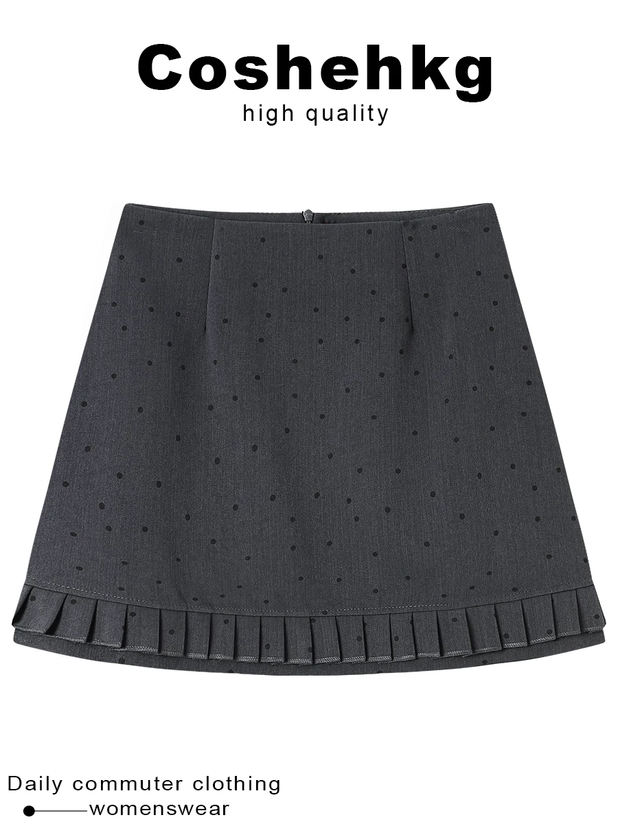 Coshehkg Casual Versatile Color Block Polka Dot Print A-Line  Skirt New Summer High Waist Slimming Short Skirt Women