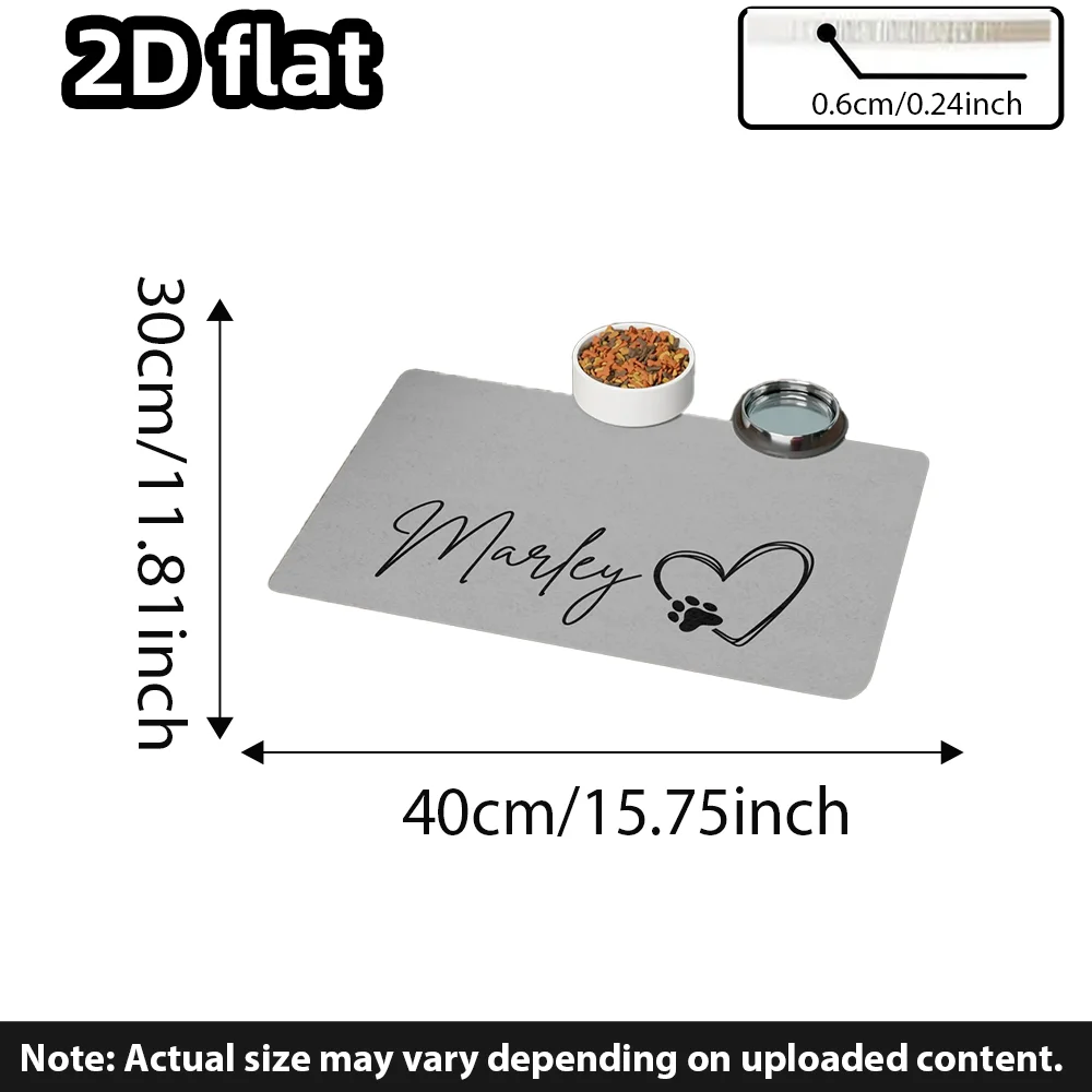 Personalized pet feeding mat - Customizable pet name design - Dog bowl mat, cat bowl mat, anti-slip pet meal mat
