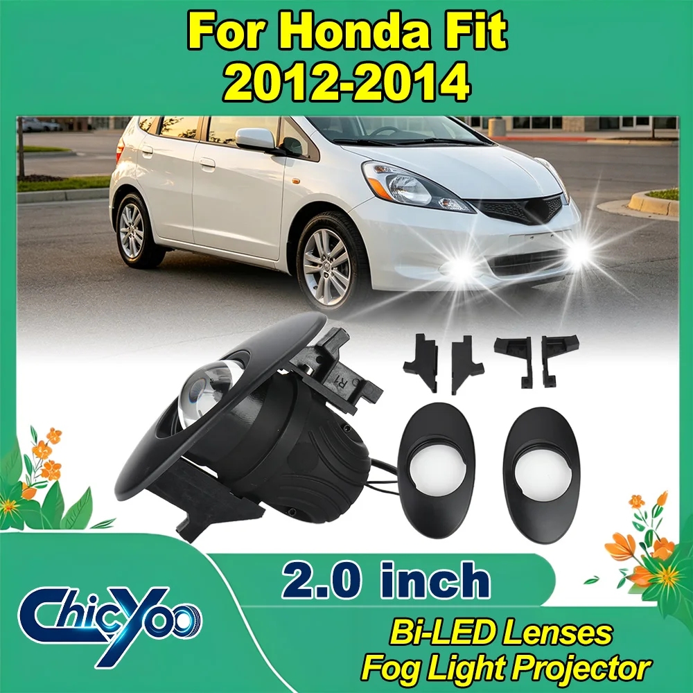 2.0 inch 3000K Yellow 6000K White Bi-LED Fog Projector Lens Fog Lamp With Bracket Car Accessories For Honda Fit 2012 2013 2014
