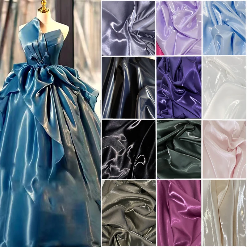 Satén líquido con brillo de agua: satén de cristal superbrillante, rígido de apoyo engrosado para faldas, pantalones, vestidos, decoración de boda