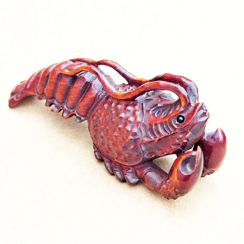 BY229 -  7.5 * 3.3 * 3.2 CM Boxwood Carved Figurine : Lovely Crayfish Shrimp Lobster