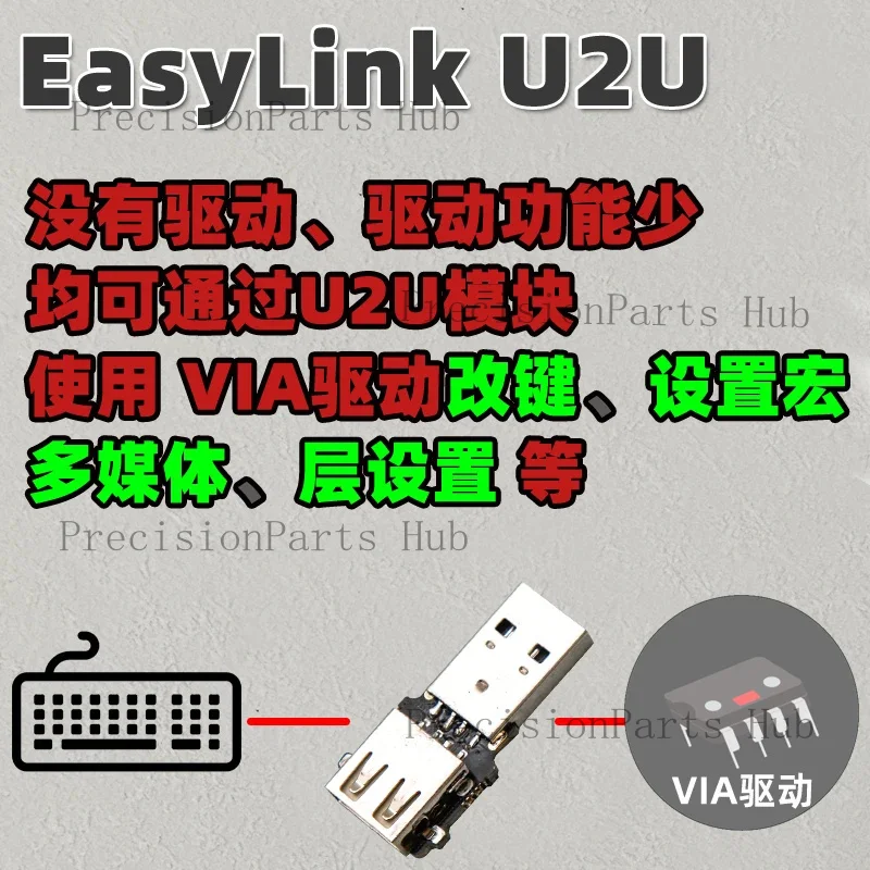EasyLink U2U Module Mechanical Keyboard Qmk Universal Key Changing Via Custom Layer VIAL Macro Settings for Gamers DIY Design