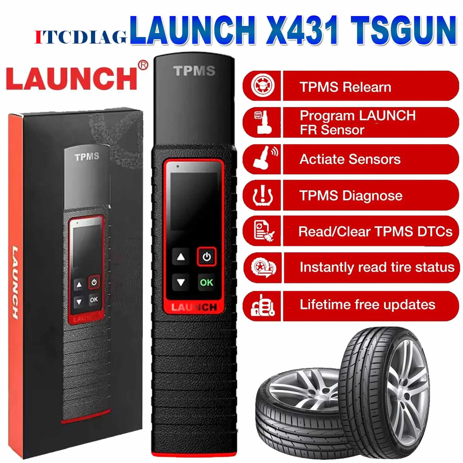 LAUNCH X431 TSGUN TPMS 315/433MHZ RF-Sensor Car Tire Pressure Sensor Detector TPMS Programming Diagnostic Tool for X-431 V/PRO3S