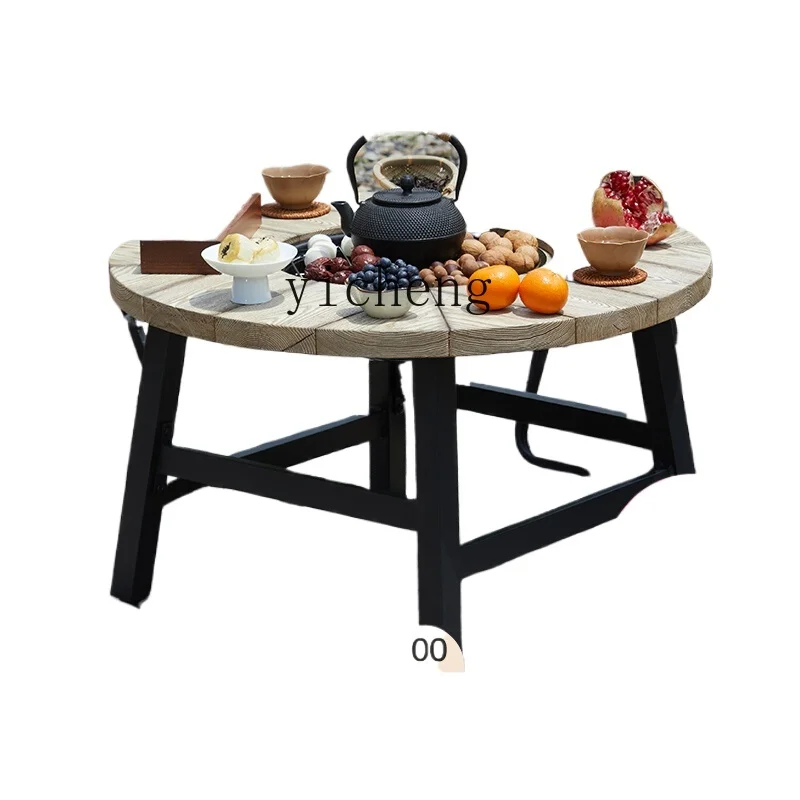 

ZK new enclosure tea making utensils household barbecue table imitation wood outdoor grill courtyard