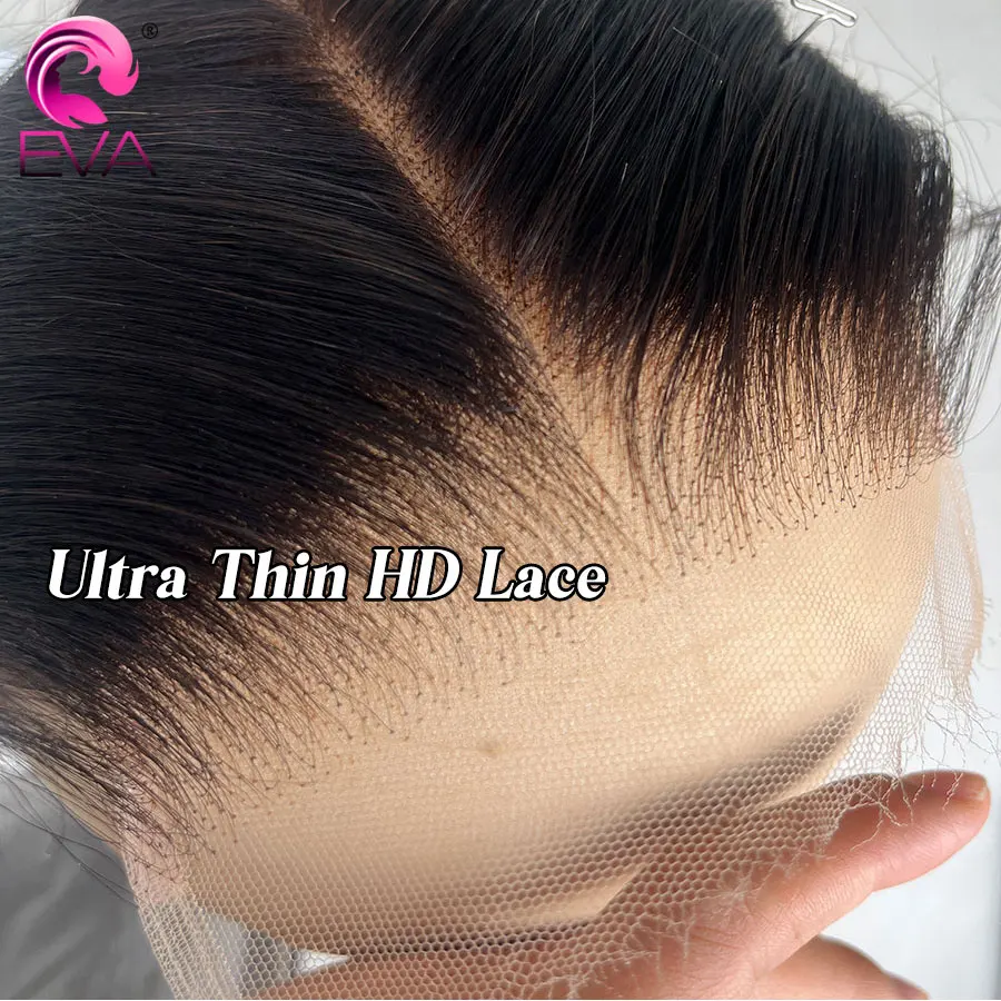 Eva Hair Pre Plucked Human Hair 13x4 13x6 HD Lace Full Frontal Closure Ultra Thin Real HD Lace 5x5 Closures Natural Black Free Part