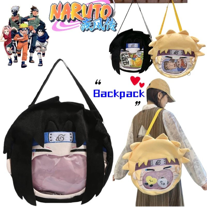Mochila creativa de dibujos animados de NARUTO Uzumaki Naruto Uchiha Sasuke Hatake Kakashi, bolso cruzado bidimensional para estudiantes, regalo de cumpleaños