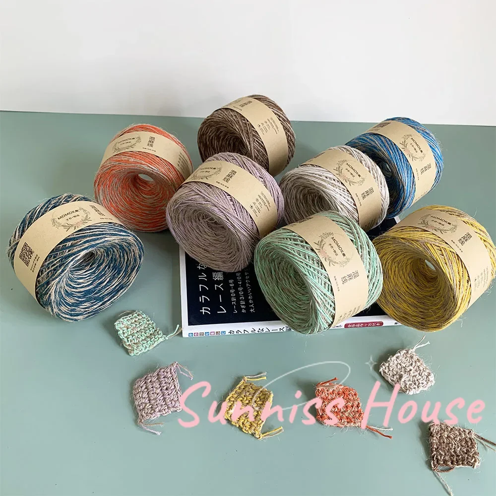 100g Mixed Cotton Hemp Yarn Thread，DIY Wool Knitting Crochet Thread Handmade Rainbow Multicolor Hand Crochet Yarn