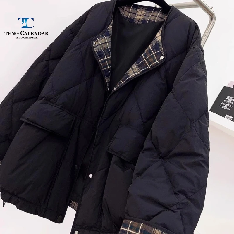 Grid Down Jacket, Korean Versatile Warm Diamond Grid Jacket, Women's 2025 Winter New Style