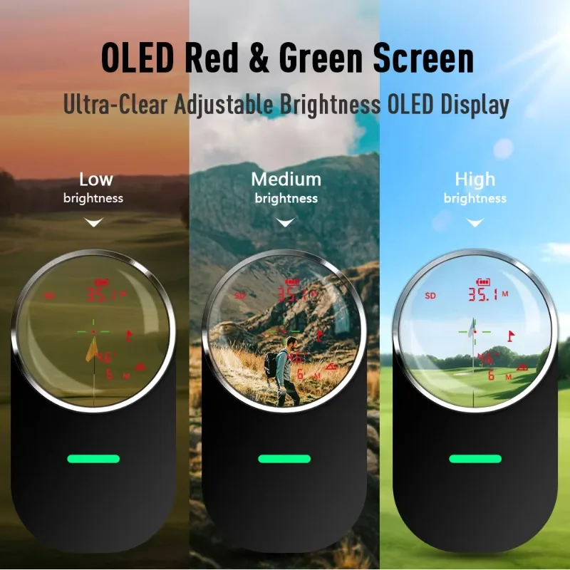 Rechargeable 7x Magnification Golf Laser Rangefinder Flag-Lock Slope Compensated Distance Angle Measurement Magnetic OLED Red