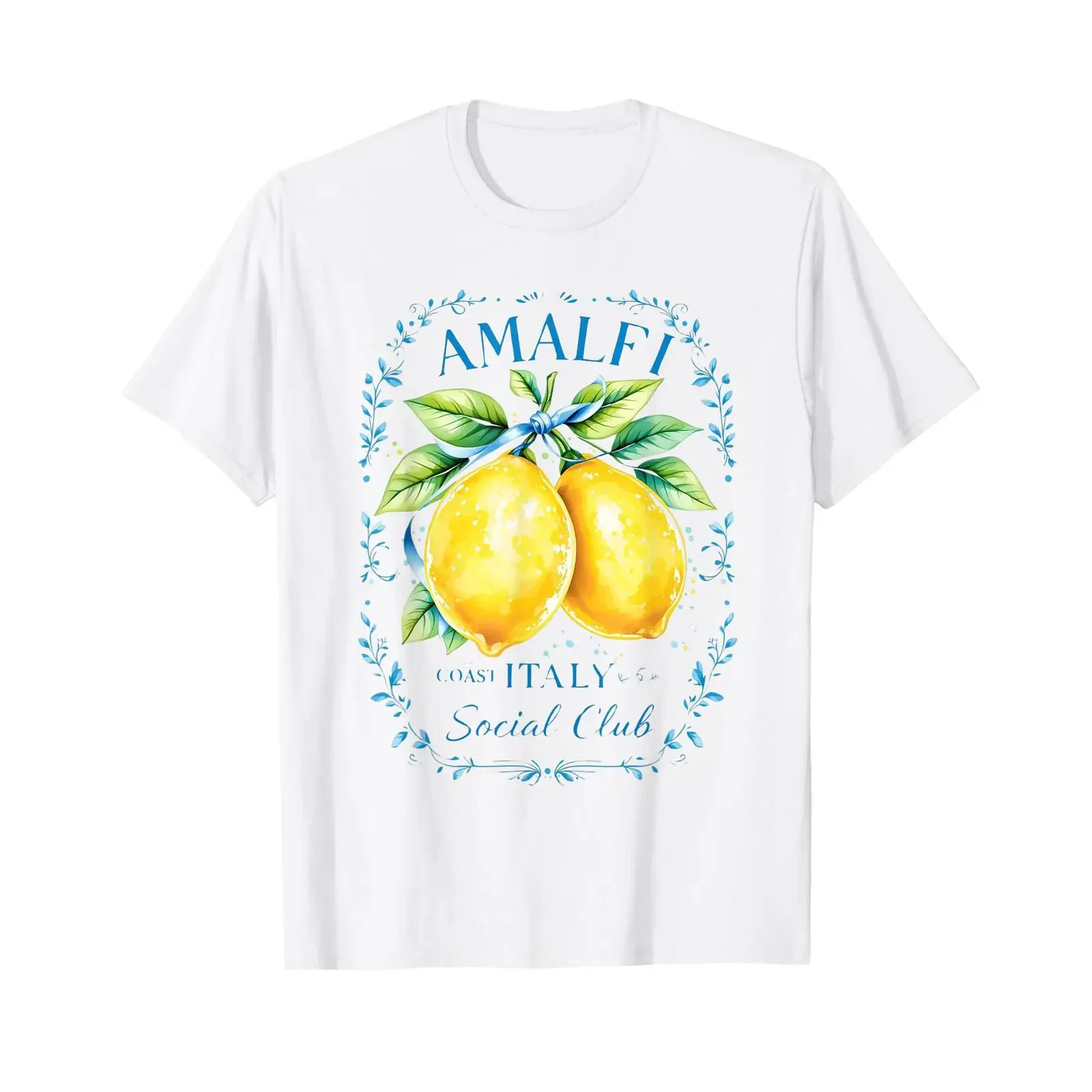 Amalfi Capri Lemons Italy Art T Shirt Coastal Souvenir vintage Washed Unisex Slightly Versatile Top For Everyday Wear