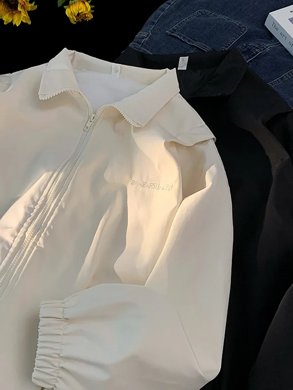 

Men's Letter Embroidery Jaet Loose Fit American Sle Workwear Coat Turn-down Collar Autumn Trendy Brand ape Outerwear