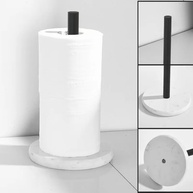 Kitchen Stainless Steel Tissue Holder, Marble Nordic Paper Roll Holder, Floor Standing Stand, No Punching