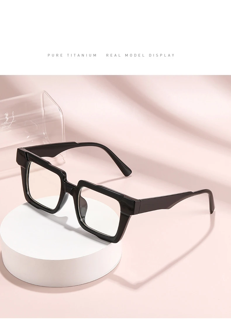 Lichtempfindlicher, farbwechselnder Spiegel, personalisierter, farbblockierender, flacher, heller Spiegel, Retro-Myopiebrille mit quadratischem Rahmen 6132 – Detail 2