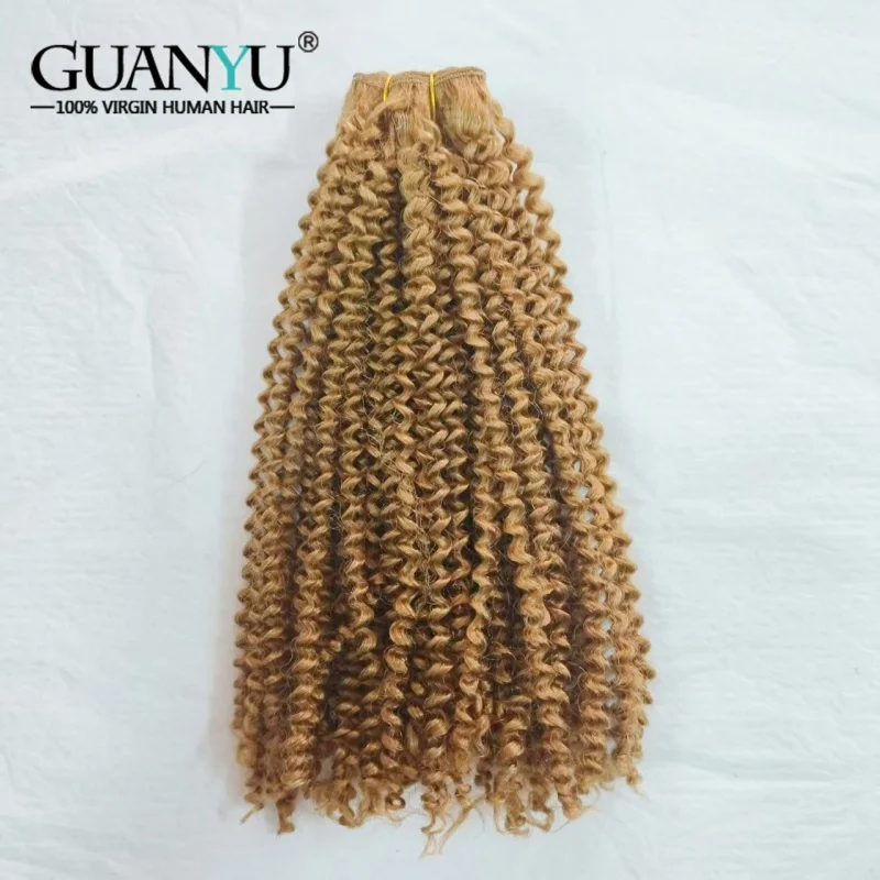 

10А # 27 медовых блондинок, кудрявые вьющиеся пучки человеческих волос, 100% наращивание человеческих волос, 3/4 пучка, предложения, плетение человеческих волос