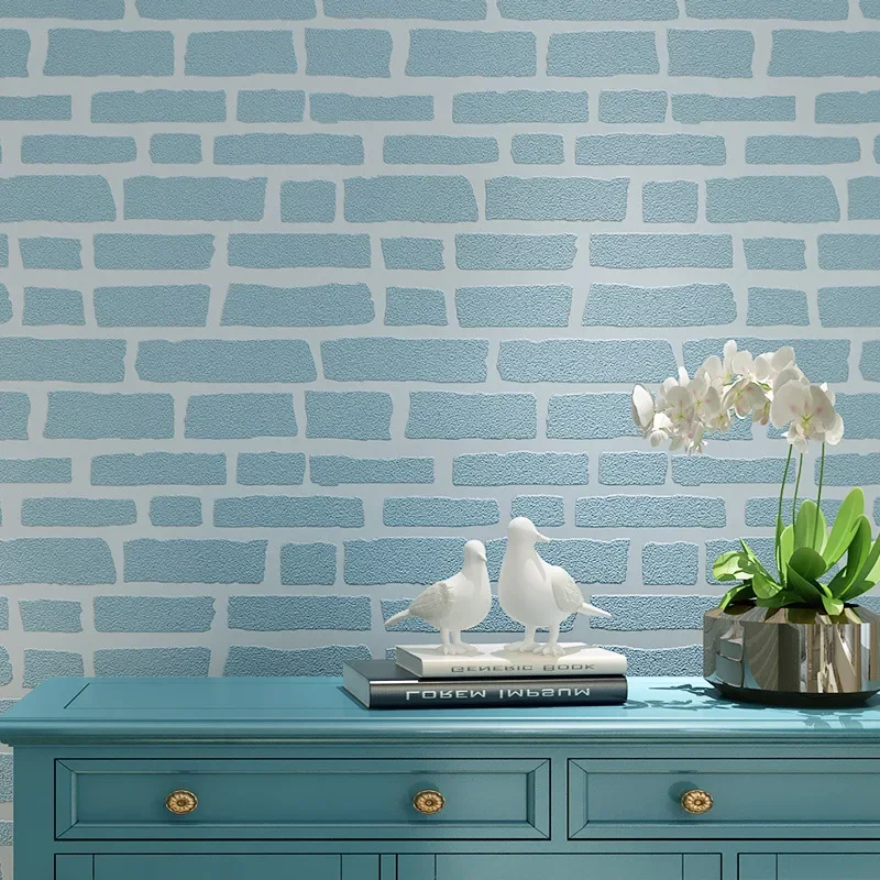 

Modern simple non woven fabric brick wall paper concave convex foam white brick shop photography background wallpaper 3D W100