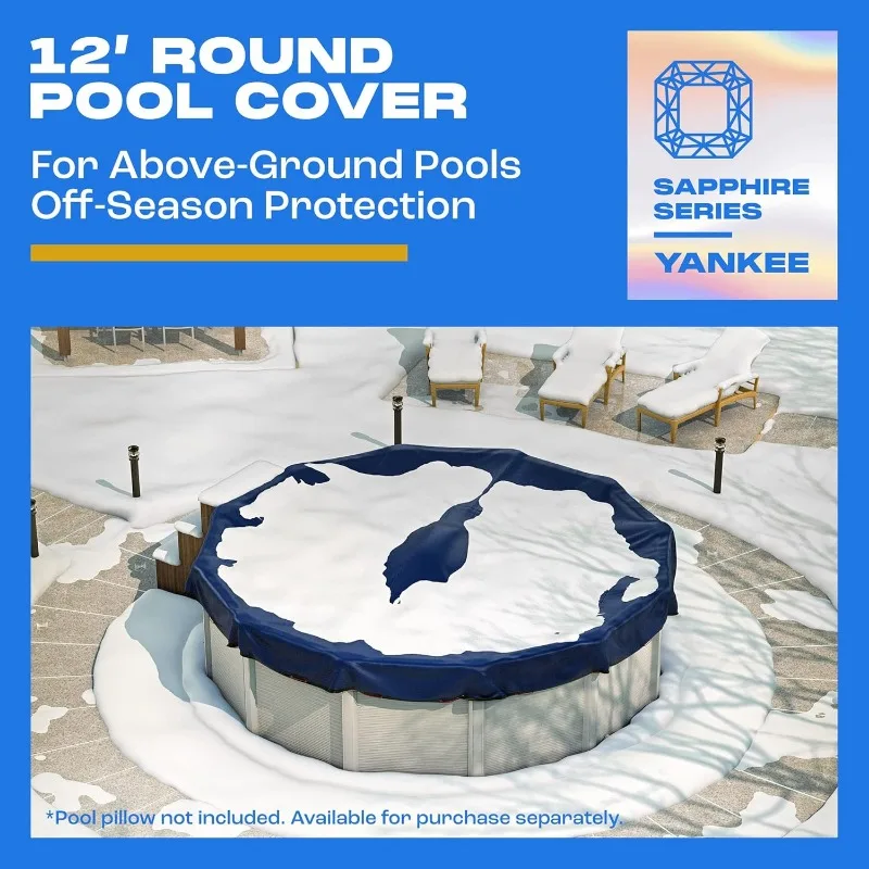 Winter Pool Cover 12 ft Round for Above Ground | Sapphire Series of Premium Cold- and UV-Resistant Pool Cover