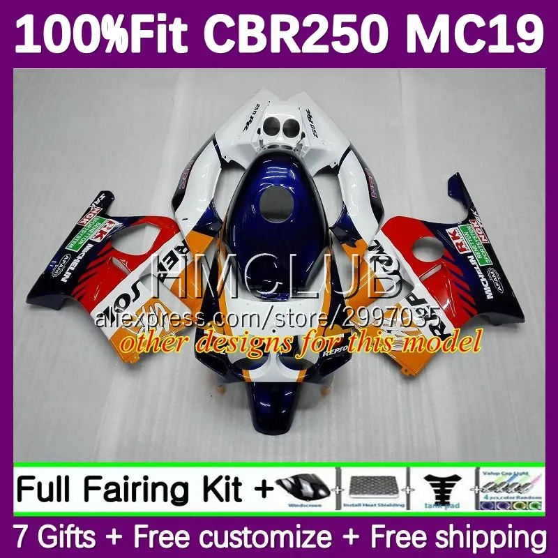 OEM Fairings For HONDA CBR250RR CBR 250 RR CC MC19 36No.44 CBR250 RR 1988 1989 CBR 250RR 250R 88 89 Injection Body yellow blue